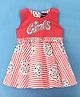 Enfance Sleeveless Girls Text Patch Embroidered & Striped Flared Casual Dress - Peach