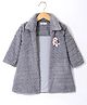 Enfance Full Sleeves Floral Applique Detailed Long Jacket  - Grey