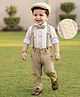 Robo Fry Cotton Knit Full Sleeves Striped Shirt Trouser Set with Cap & Suspender - Olive Green