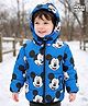 Babyhug Disney Woven Full Sleeves Padded Hooded Jacket with Mickey Mouse Graphics - Blue