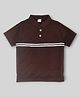 Kiwi 100% Cotton Half Sleeves Striped Polo Tee - Brown