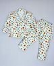 Kiwi 100% Cotton Woven Full Sleeves Sunflower Printed Coordinating Night Suit Set - Green