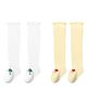 SYGA Set Of 2 Cotton Solid Socks - White & Yellow