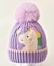 SYGA Winter Cap Wool Beanie with Pom Pom Warm Ear Protection Knitted - Purple