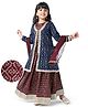EARTHY TOUCH Single Jersey Knit Full Sleeves Floral Foil Printed Lehenga Choli Dupatta Set with Jacket - Maroon