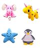 Goldenhub Toys Set Of Four Sitting Chick,Star Fish,Unicorn,Elephant With Bow -  30 cm