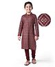 Earthy Touch Single Jersey Knit Full Sleeves Kurta Pyjama Set Foil Print - Wine