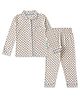 JusCubs Cotton Lycra Knit Full Sleeves Floral Motif Printed Nightsuit - Off White