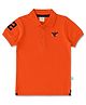 JusCubs Half Sleeves Brand Logo Embroidered Polo Tee - Orange
