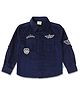 JusCubs Cotton Full Sleeves Air Force Text  Embroidered Shirt - Navy Blue