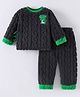 Kookie Kids Full Sleeves Winter Wear Night Suit With Animal Applique - Charcoal Grey
