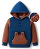 Babyoye Knited   Solid Full Sleeves Hooded Pullover Sweater with Applique Solid Colour-Brown & Blue