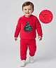 Babyoye Knitted Full Sleeves Pullover Sweater Set With Christmas Tree Applique - Red