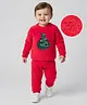Babyoye Knitted Full Sleeves Pullover Sweater Set With Christmas Tree Applique - Red