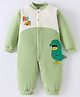 Kookie Kids Full Sleeves Winter Wear Romper With Dino Print & Applique - Olive Green