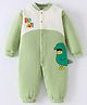 Kookie Kids Full Sleeves Winter Wear Romper With Dino Print & Applique - Olive Green