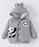Kookie Kids Full Sleeves Hooded Sweatjacket With Panda Patch & 3D Applique - Light Grey