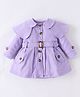 Kookie Kids Full Sleeves Front Open Collar Neck Trench Coat with Waist Belt - Lavender