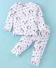 Doreme Single Jersey Knit Full Sleeves Nightwear Suit Set With Unicorn & Stars Print - Off White