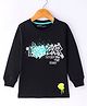 Doreme Single Jersey Full Sleeves T-Shirt with Text Print - Black