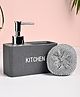 VONCASA Grey Polyresin Soap Dispenser With Scourer For Utility And Bathroom Décor | 130 ml