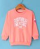 Doreme Terry Knit Full Sleeves Sweatshirt with Text & Heart Print - Coral