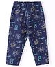 Doreme Single Jersey Knit Full Length Leggings With Text Print - Navy