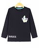Doreme Single Jersey Knit Full Sleeves T-Shirt Text Print - Black