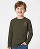 Doreme Single Jersey Knit Full Sleeves T-Shirt with Alphabet Print - Olive Green