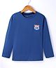 Doreme Single Jersey Knit Full Sleeves T-Shirt with Batch Print - Blue