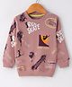 Doreme Terry Knit Full Sleeves Sweatshirt With Skate Theme Print - Peach