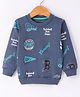 Doreme Terry Knit Full Sleeves Sweatshirt With Sports Theme Print - Royal Blue