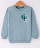 Doreme Terry Knit Full Sleeves Sweatshirt With Text Print - Sky Blue