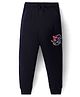 Doreme Single Jersey Knit Full Length Lounge Pants With Text & Floral Print - Black