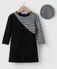 Kookie Kids Full Sleeves Frock With Cut & Sew Design - Black