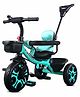 Kidsmate Thunder Plug N Play Kids/Baby Tricycle with Safety Guard Rail and Parental Control | Storage Basket | Fabric Cushion Seat & Bell for 12 Months to 48 Months Boys/Girls (Sea Green)
