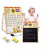 Fiddlerz Multipurpose Double-Sided Magnetic Wooden Writing Board Mathematical Calculations & English Alphabets Children Board with 51pcs Wooden Magnets Letters