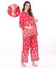Bella Mama Three Fourth Sleeves Floral Printed Co-Ord Maternity Suit with Pocket - Dark Pink