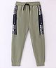 Evimo Single Jersey Full Length Lounge  Pant Text Print - Dusty Green