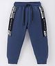 Evimo Single Jersey Full Length Lounge  Pant Text Print - Navy Blue