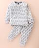 Evimo Single Jersey Full Sleeves Night Suit with Van  Print - Light Grey