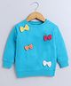 BUMZEE Cotton Looper Full Sleeves Bow Applique Detailed Sweatshirt - Morpho Blue