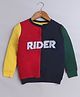 BUMZEE Looper Full Sleeves Colour Blocked Riber Text Patch Detailed Sweatshirt - Multi Colour