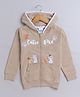 BUMZEE Looper Full Sleeves Cats Printed Hooded Sweat Jacket - Beige