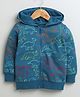 BUMZEE Looper Full Sleeves Dinosaur Printed Hooded Sweat Jacket - Teal Blue