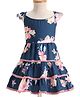 Pspeaches Sleeveless Frill Detailed Floral Printed Tiered Dress - Blue