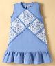 Pspeaches Cotton Sleeveless Self Designed Lace Embellished Dress - Blue