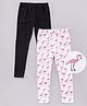 Pspeaches Cotton Pack Of 2 Flamingo Printed & Solid Leggings - White