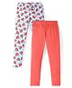 Pspeaches Pack Of 2 Watermelon Printed & Solid Leggings - Navy Blue