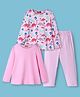 Pspeaches Pack Of 2 Pure Cotton Woven Dinosaur Printed & Solid Night Suit Set - Pink